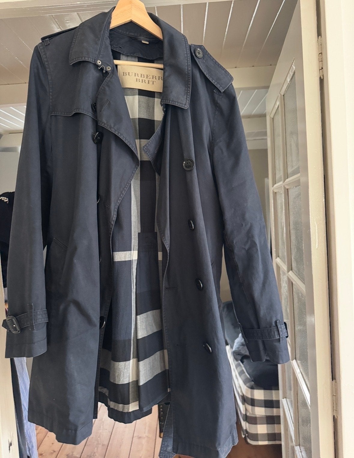 Burberry trenchcoat - Donkerblauw, Kleding | Heren, Ophalen of Verzenden, Gedragen, Maat 52/54 (L), Blauw