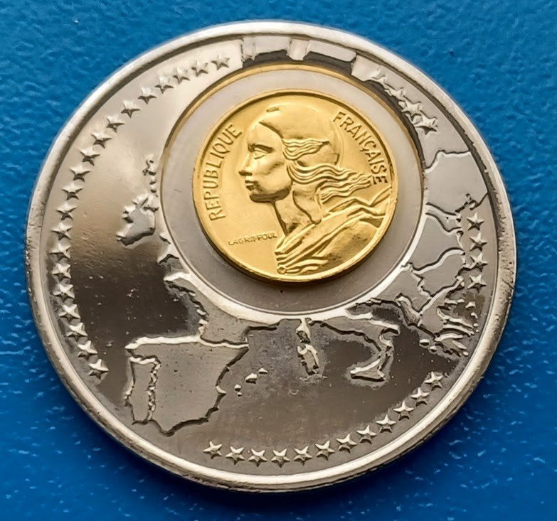 Penning Pecunia Nova Alteri Succedit Frankrijk 12,5 euro, Postzegels en Munten, Penningen en Medailles, Verzenden, Overige materialen
