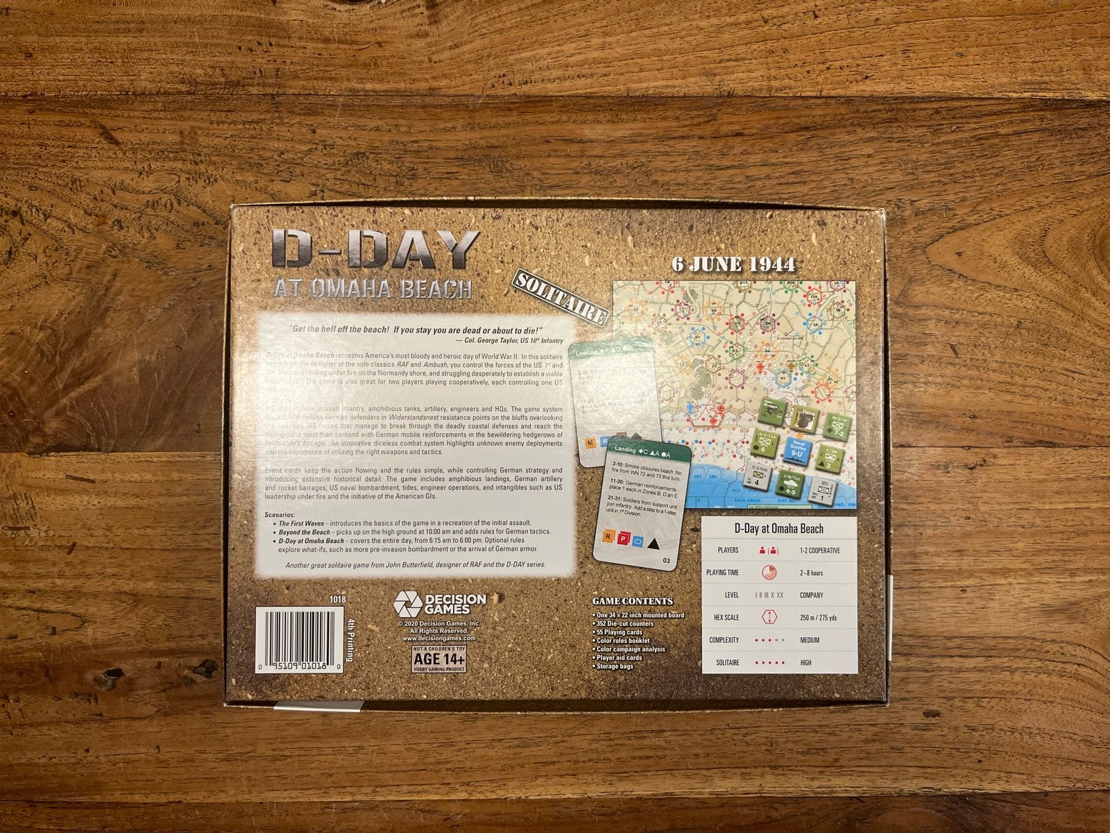 D-Day at Omaha Beach Solitaire Bordspel + insert, Een of twee spelers, Ophalen of Verzenden, Zo goed als nieuw