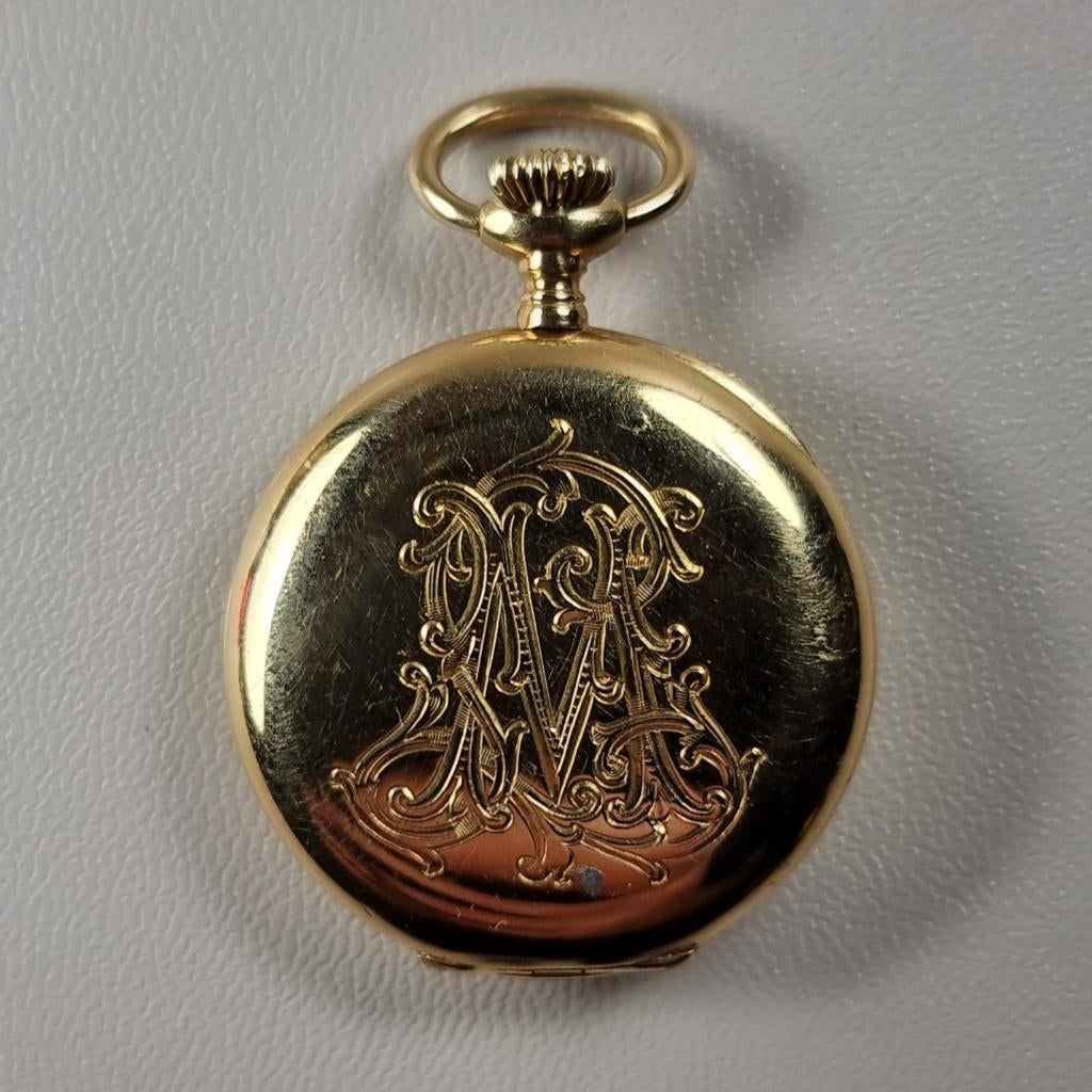 Antiek Gouden zakhorloge P.Piquet Capt.Brassus, Sieraden, Tassen en Uiterlijk, Horloges | Antiek, Overige merken, Zakhorloge, 1900 tot 1930
