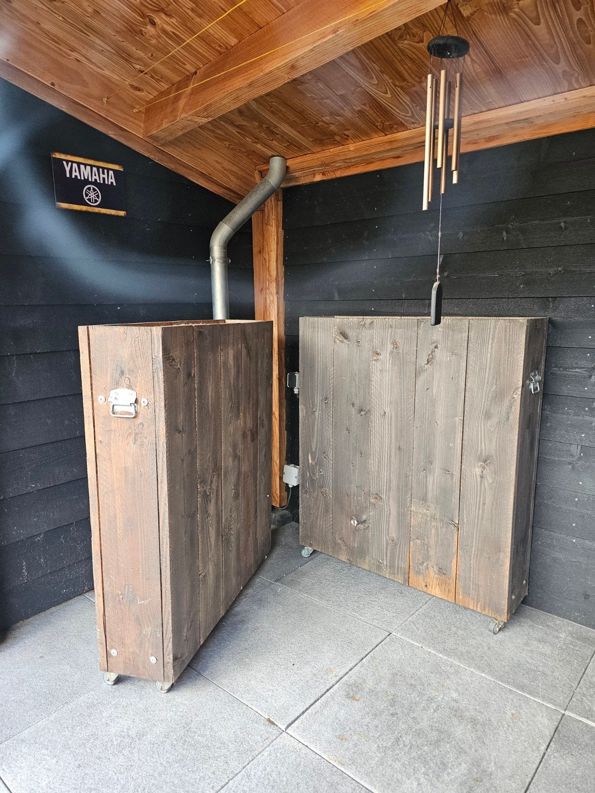 Houten plantenbakken op wielen (2 stuks), Ophalen, Gebruikt, Balkon, 60 tot 100 cm