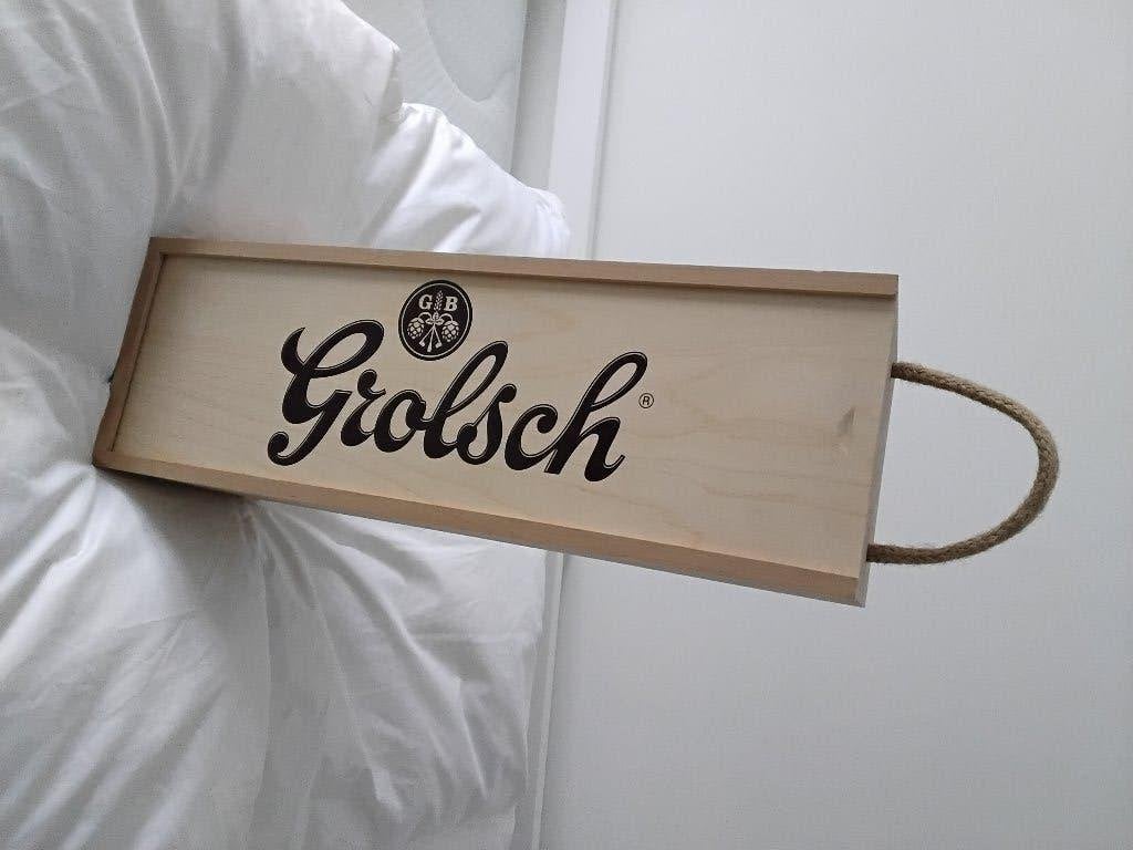 Grolsch houten beugelfles kist, Ophalen of Verzenden, Nieuw, Flesje(s), Grolsch