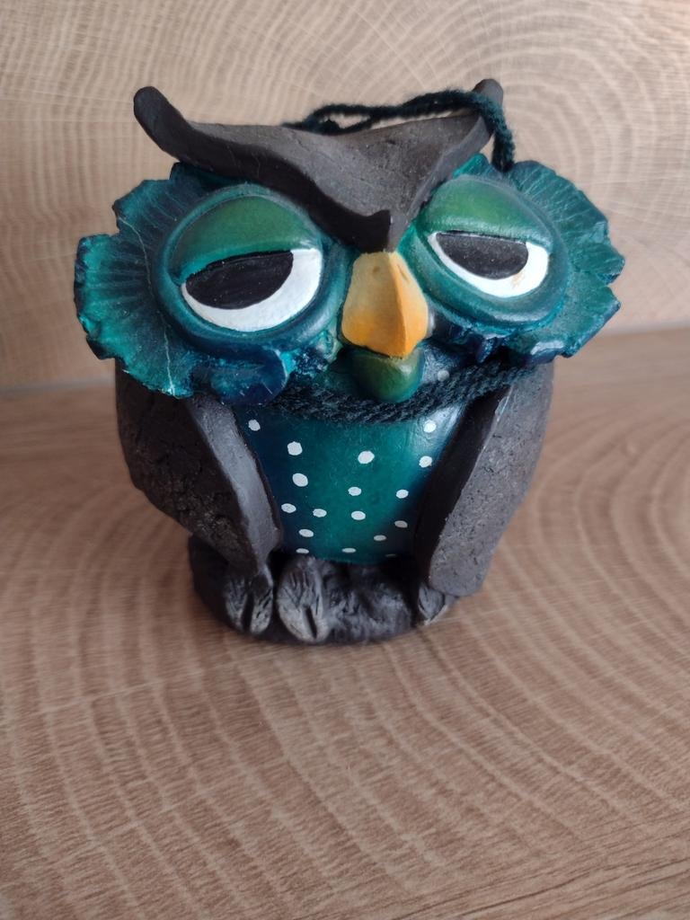 Leuke uil van Crazy Clay - Handgemaakt beeldje, Minder dan 20 cm, Ophalen of Verzenden, Handgemaakt, Steen of Keramiek