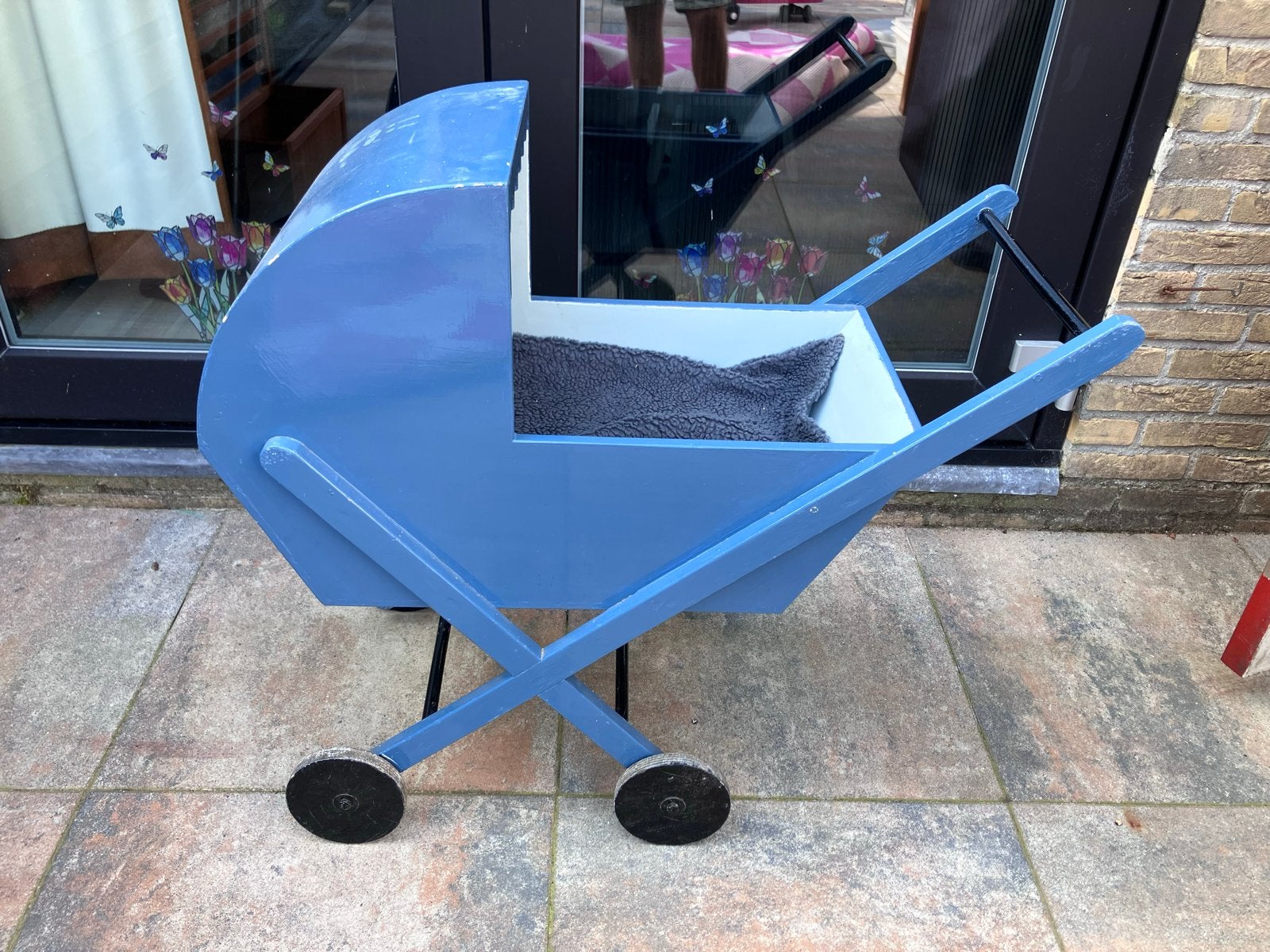 Houten kinderwagen - Blauw, Ophalen, Gebruikt, Kinderwagen, Overige merken
