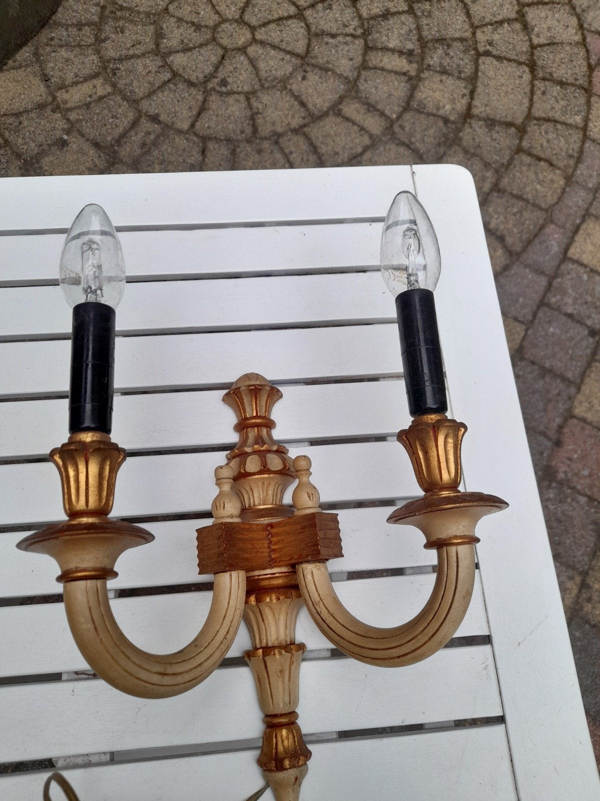 Vintage muurlamp van hout., Ophalen of Verzenden, Hout