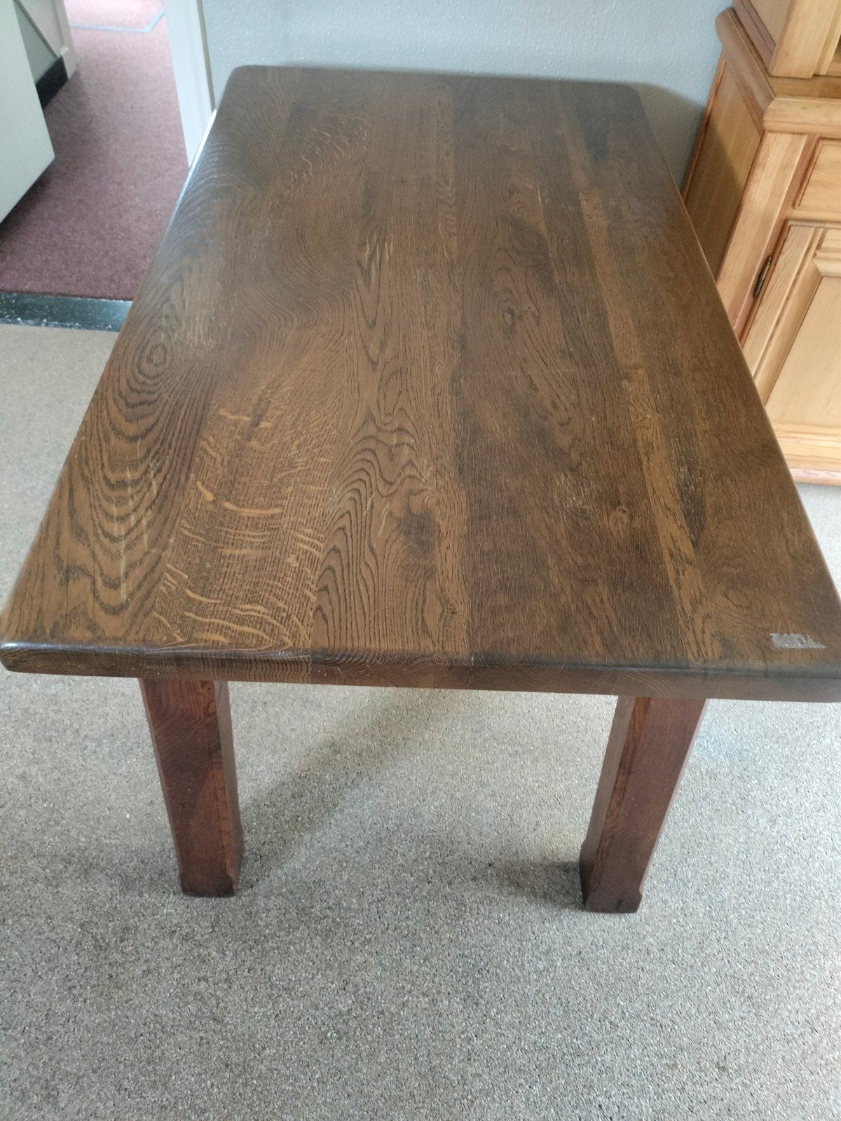 Massief eiken eettafel 80x140cm, Ophalen, Gebruikt, Eikenhout, 200 cm of meer