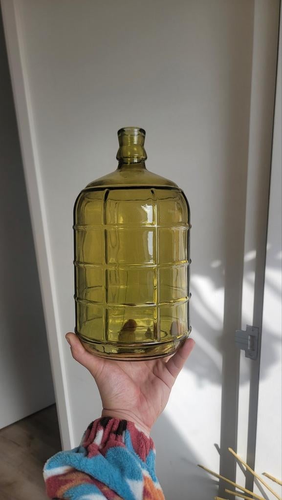 Vintage Groene Glazen Fles / Vaas - Decoratief, Ophalen