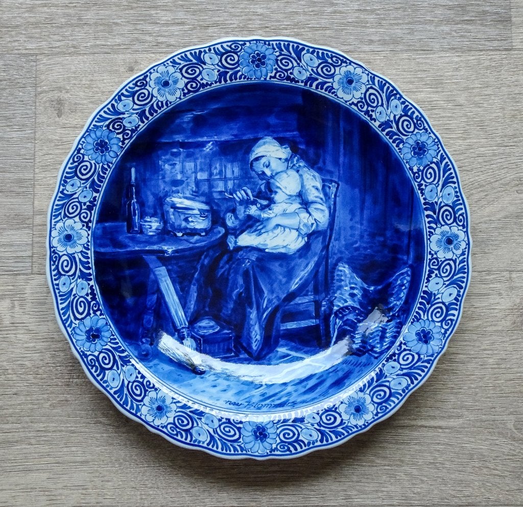 Delfts blauw bord "Moedergeluk" 1969, Ophalen of Verzenden