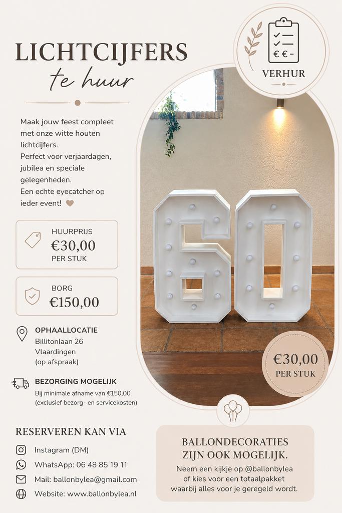 Lichtcijfers te huur, Hobby en Vrije tijd, Ophalen of Verzenden, Zo goed als nieuw