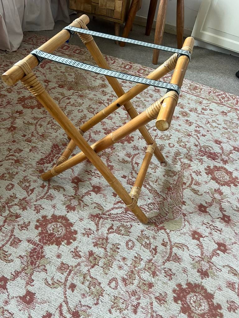 Rotan onderstel bamboe met dienblad (tafel), Minder dan 55 cm, Gebruikt, Hout, Ophalen