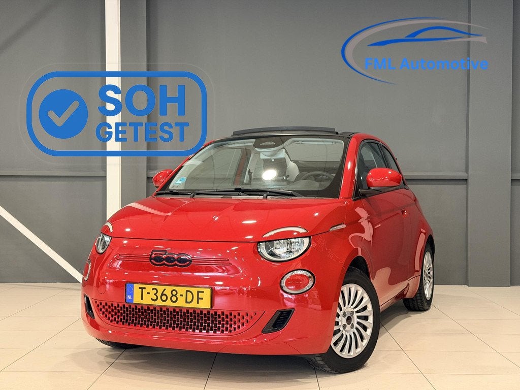 Fiat 500 C RED 42 kWh | Climate Control | Cabriolet | SOH 94, Auto's, Fiat, Stof, Cabriolet, 4 stoelen, 255 min