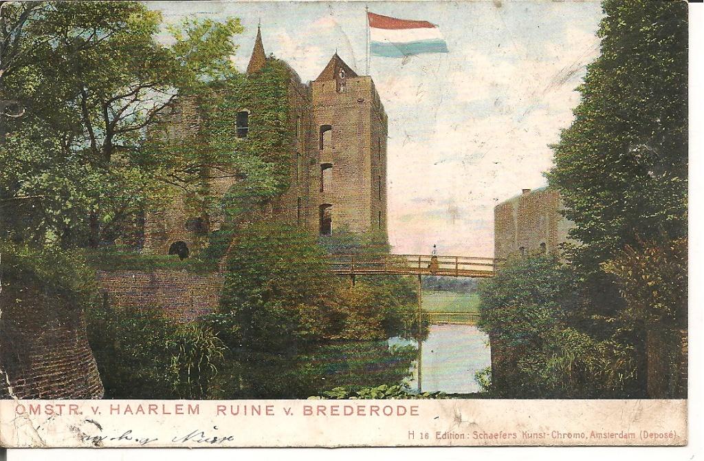 Omstr. Haarlem Ruïne v. Brederode., Ophalen of Verzenden, Voor 1920, Gelopen, Noord-Holland