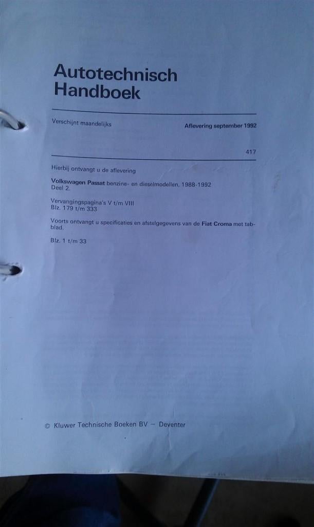 Kluwer Autotechnisch handboek Passat 1988-1992., Auto diversen, Handleidingen en Instructieboekjes, Ophalen of Verzenden
