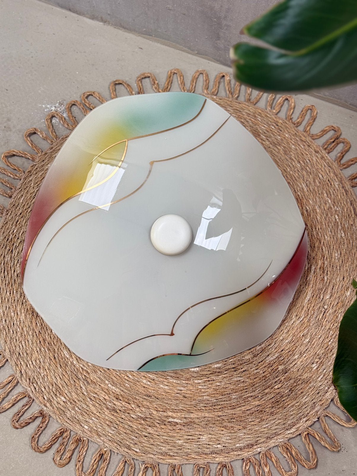 Vintage plafonnière / plafondlamp - jaren ‘60, Ophalen, Overige materialen, Meerkleurig, Q