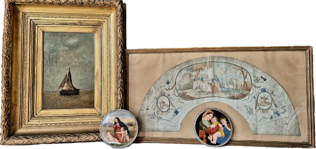 Kleine verzameling schilderijen, tekening, 18e-19e eeuw, Antiek en Kunst, Kunst | Schilderijen | Klassiek, Verzenden