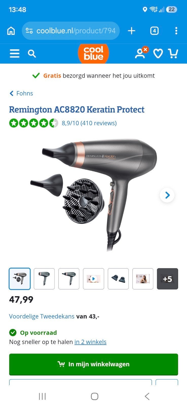 Remington Keratin Protect Fohn met diffuser, Witgoed en Apparatuur, Ophalen