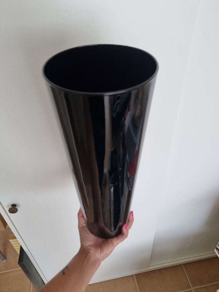 Hoge zwarte vaas 40cm, Huis en Inrichting, Woonaccessoires | Vazen, Ophalen, Zwart, Minder dan 50 cm, Glas