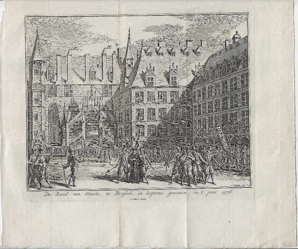 De Raad van Staate, te Brussel, in hegtenis genomen, in 1576, 16 cm, 1700 - 1799, 17 cm, Ophalen of Verzenden