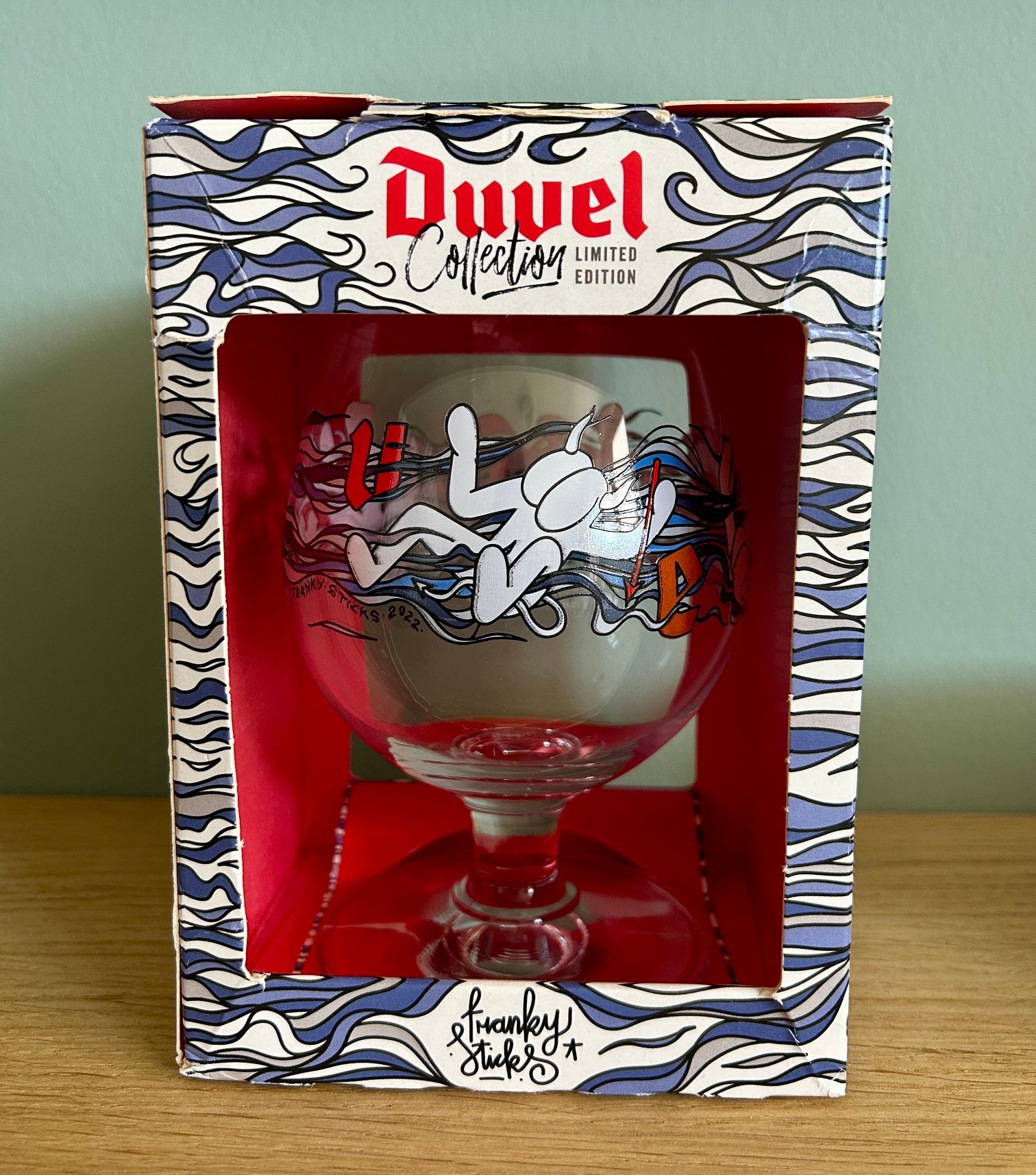 Duvel Collection Limited Edition bierglas Franky Sticks 2022, Ophalen of Verzenden, Zo goed als nieuw, Glas of Glazen, Duvel