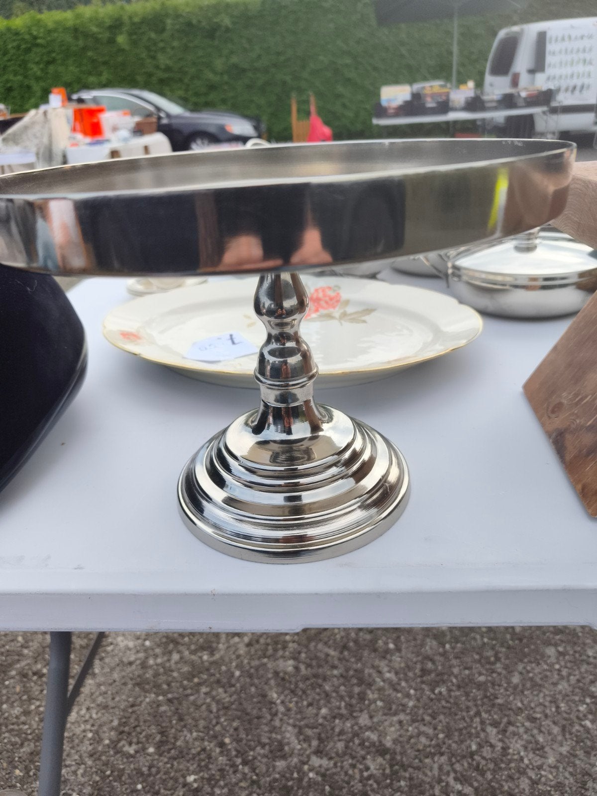 Zilverkleurige taartstandaard / etagere, Ophalen of Verzenden