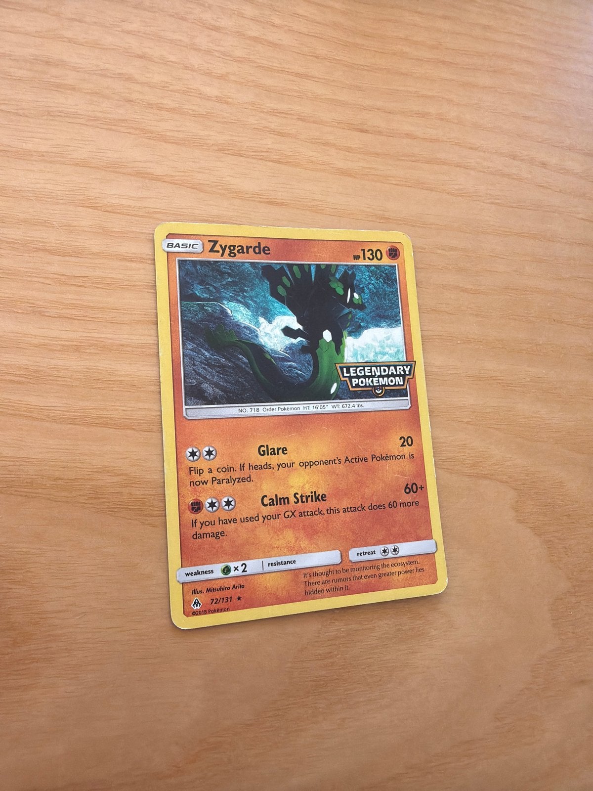Zygarde Holo Pokémon Kaart 72/131 - Legendary Pokémon, Ophalen of Verzenden, Gebruikt, Losse kaart, Foil