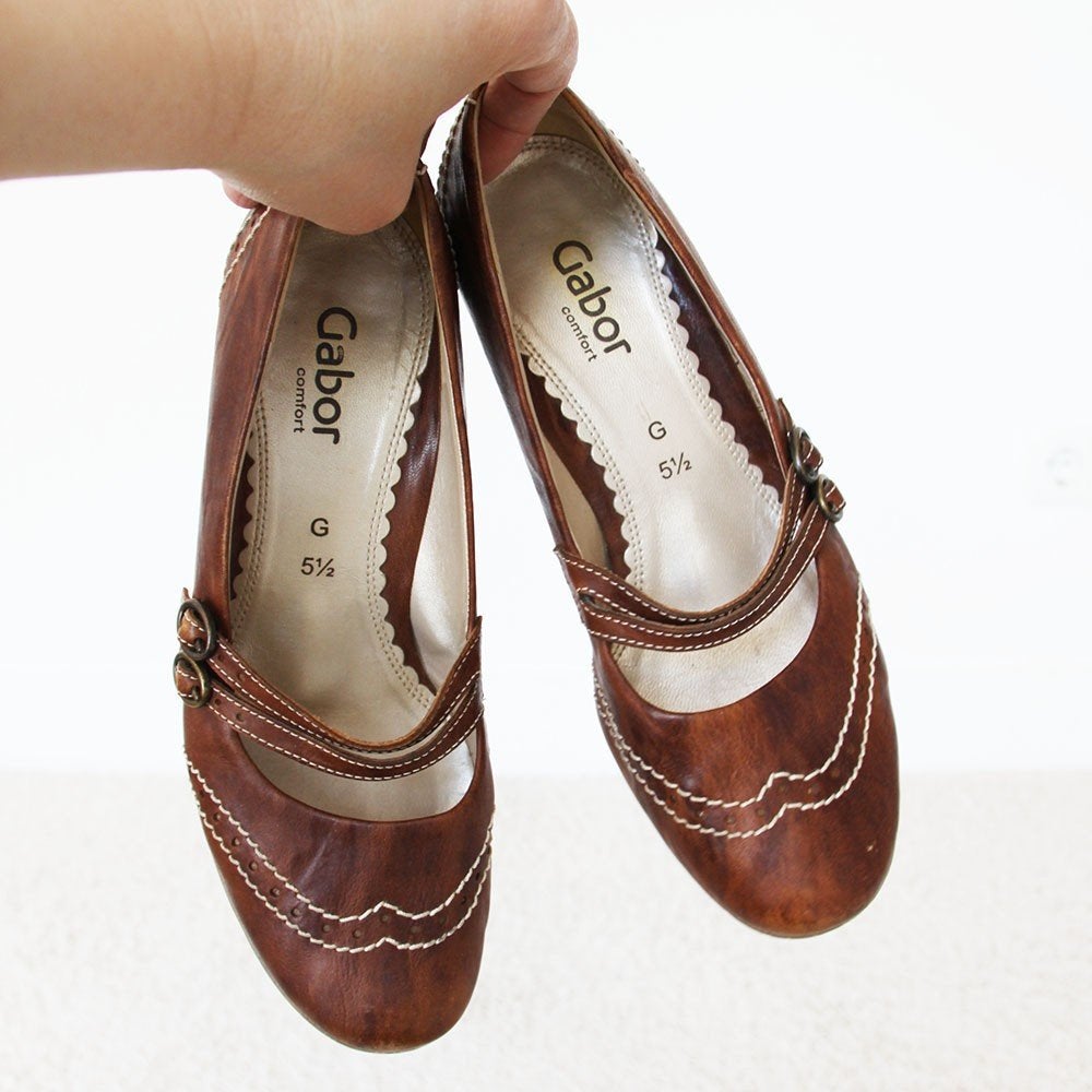 Schitterende Leren Gabor Pumps s1 (Maat 5½G/38½) € 45,-, Kleding | Dames, Pumps, Bruin, Gabor, Ophalen of Verzenden