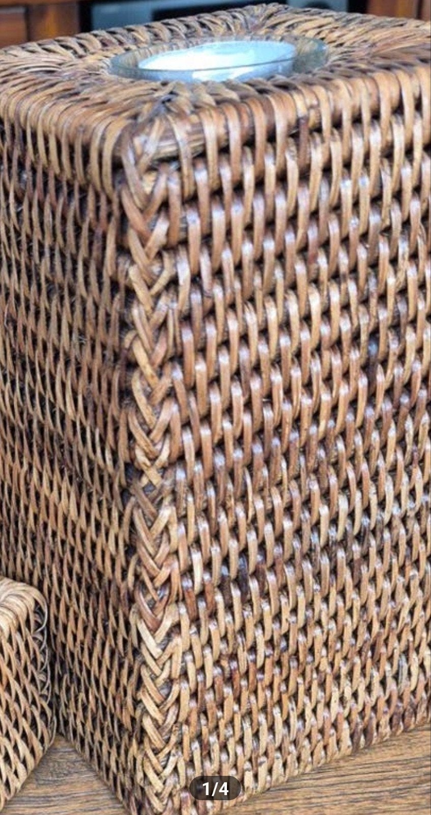 Birma riet waxinelichthouder, Bruin, Natuurlijk materiaal, Waxinelichthouder, Ophalen of Verzenden