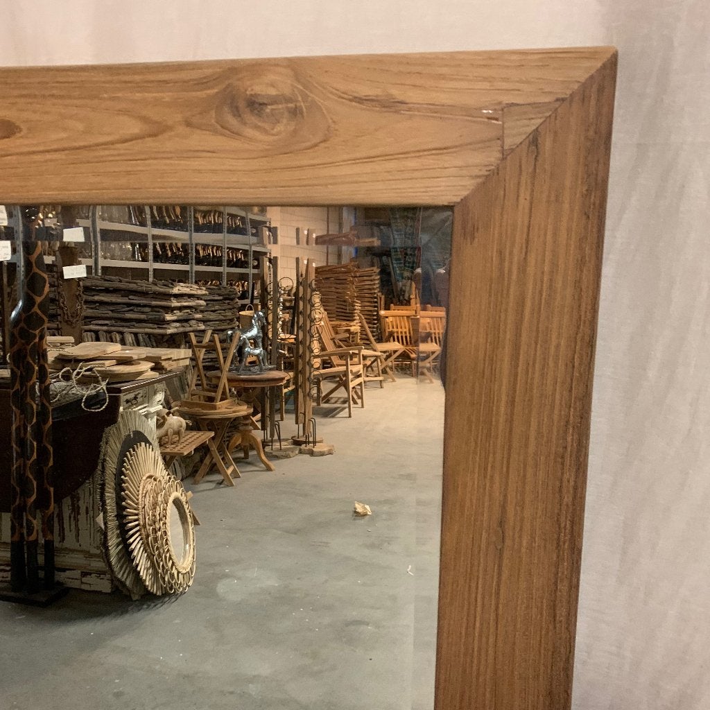 wandspiegel met teak lijst 150 x 80 cm - Gratis bezorgd, TTM Wonen, Meubels – (Perzische) Tapijten en Woonaccessoires, Taag 63, 2491 CS, Den Haag (Forepark)