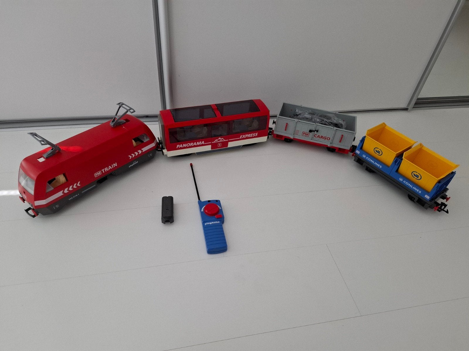 Playmobil treinset (4124, 4010, 5264 en 4125), Ophalen of Verzenden, Gebruikt, Gelijkstroom, Treinset