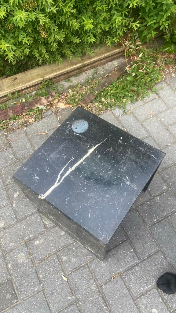 Vol marmeren bijzettafel 40x40x38 cm - Zwart marmer, Ophalen, Minder dan 55 cm, Gebruikt, Vierkant