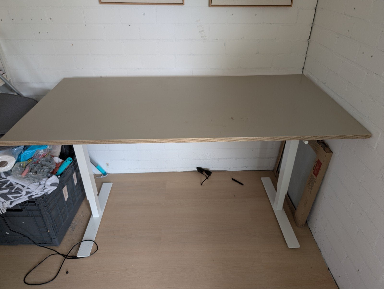 Zit-sta bureau met slinger - Gebruikt, Ophalen, Zit-sta bureau, Gebruikt, Hout