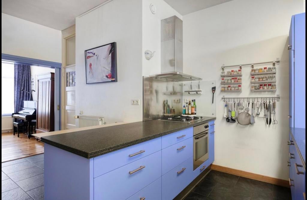 Keuken met natuursteenblad, Ophalen, Gebruikt, U-keuken, Blauw