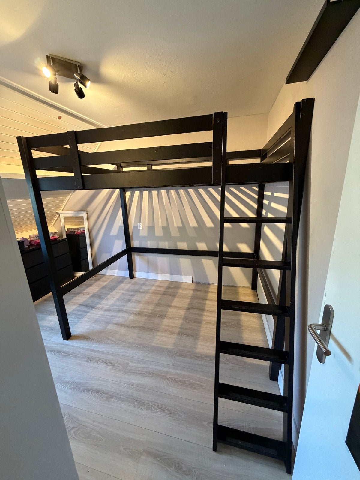 Ikea Stora Zwarte hoogslaper 140x200, Ophalen, Gebruikt, Eenpersoons, 200 cm