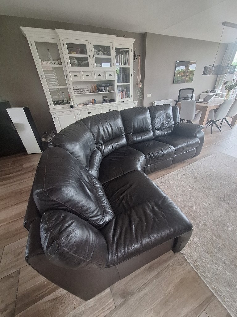 Leren hoekbank, bruin, Huis en Inrichting, Ophalen, 250 tot 300 cm, Gebruikt, Hoekbank