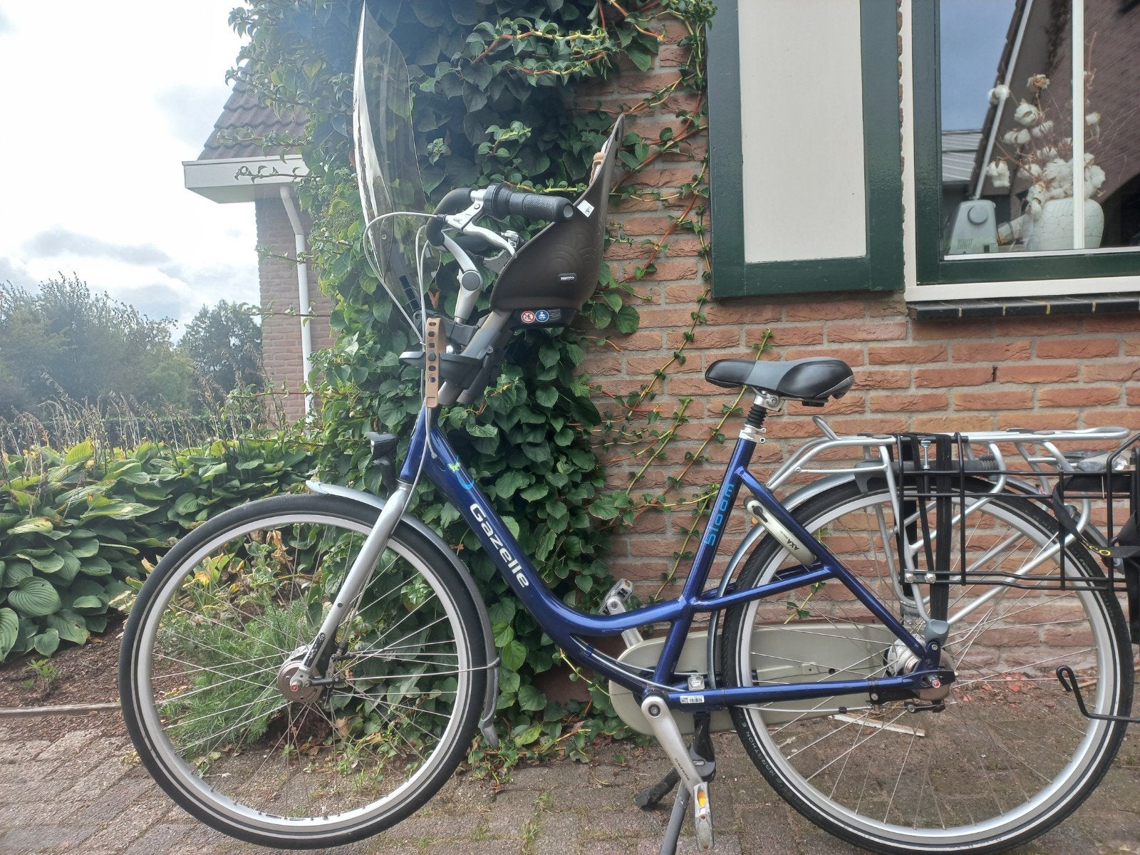 Gazelle Bloom moederfiets met kinderzitje en windscherm, Fietsen en Brommers, Fietsen | Dames | Moederfietsen, Ophalen, Buggydrager