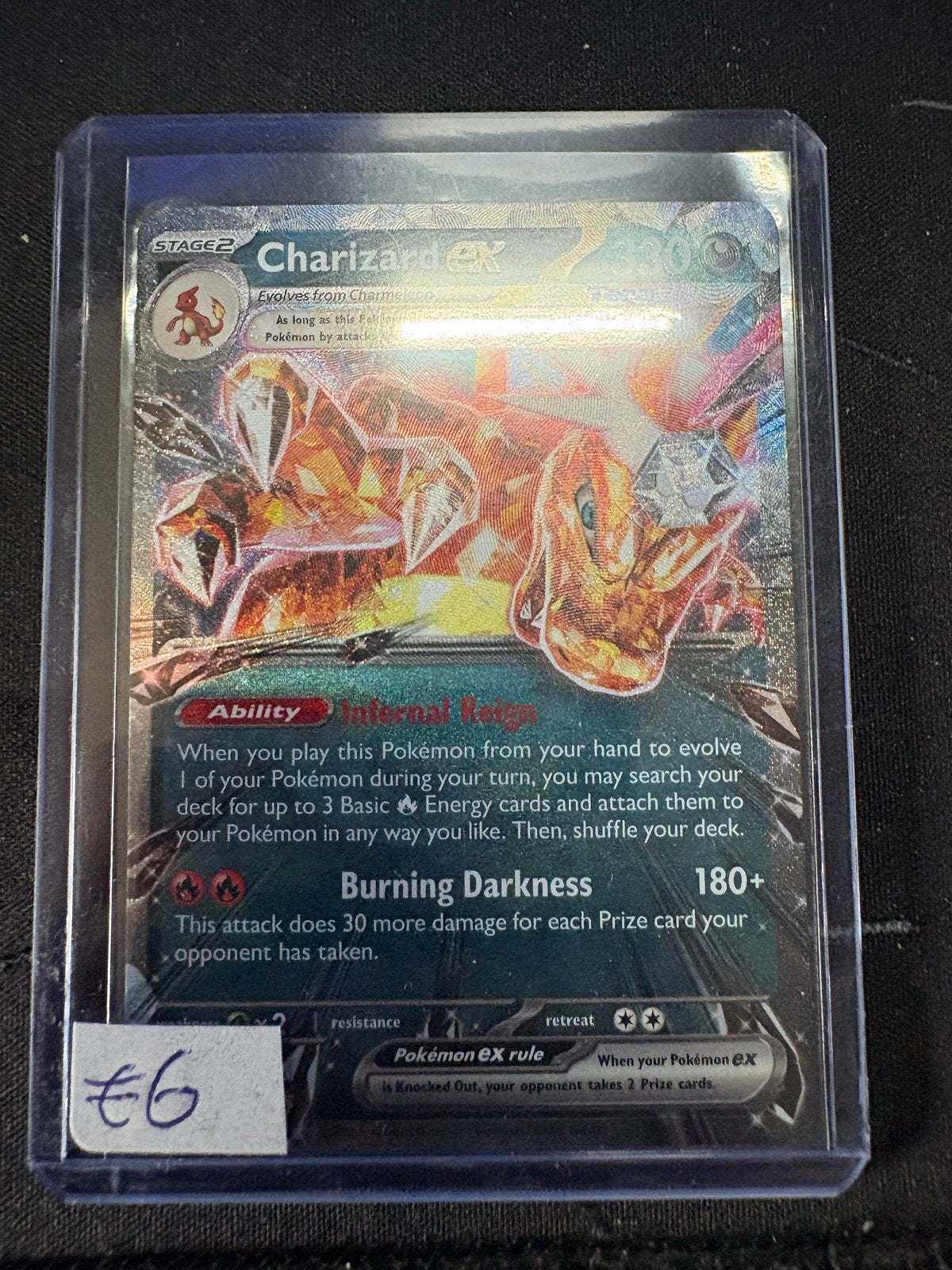 Charizard ex Pokémon kaart - Obsidian Flames, Ophalen of Verzenden, Zo goed als nieuw, Losse kaart, Foil