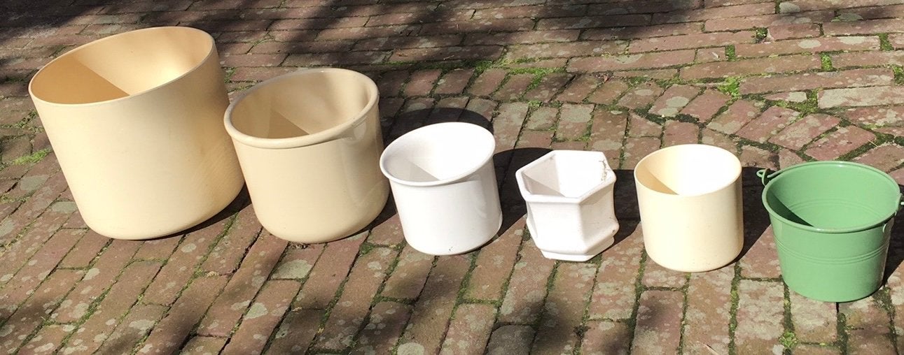 Bloempotten plastic bak bakjes pot potjes planten pot wit, Ophalen of Verzenden, Zo goed als nieuw