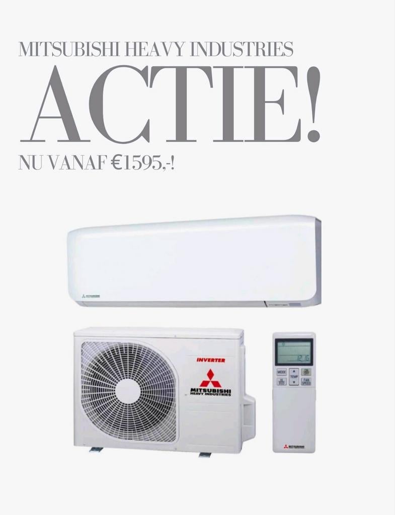 Mitsubishi heavy industries airco inclusief montage 1595!, Witgoed en Apparatuur, Airco's, Nieuw, 3 snelheden of meer, Ophalen of Verzenden