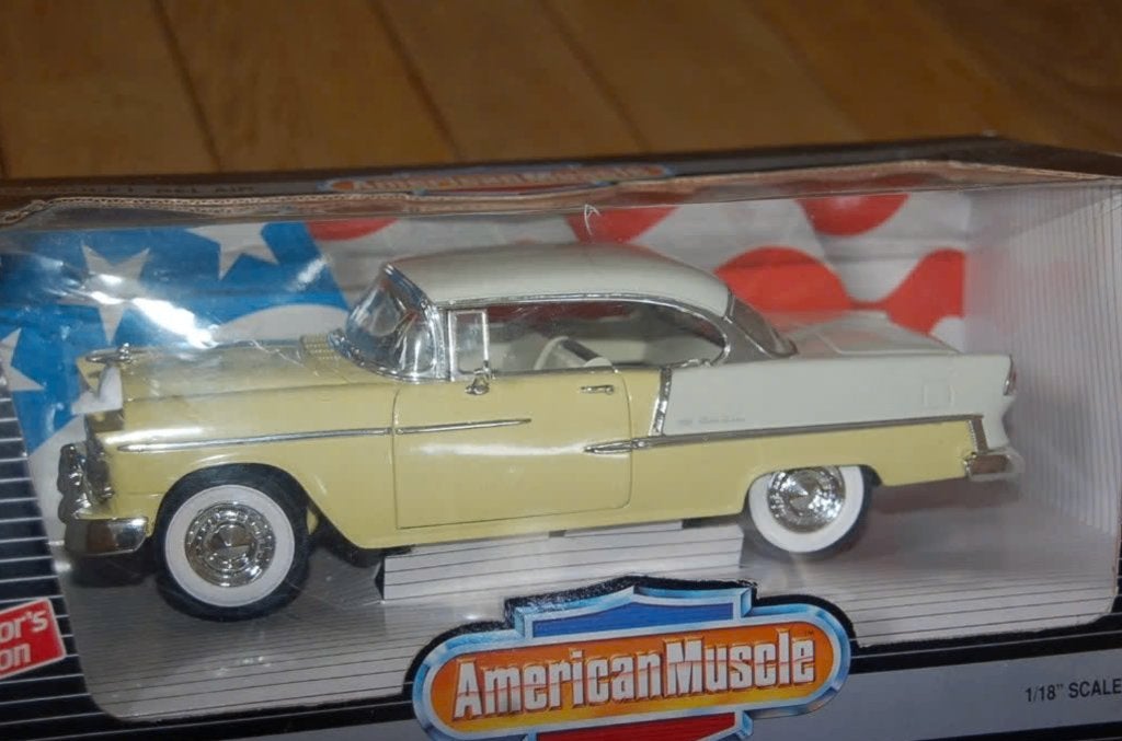 1:18 Chevrolet Bel Air 1955 yellow ERTL in doos WRH, Verzenden, Zo goed als nieuw, Auto, ERTL
