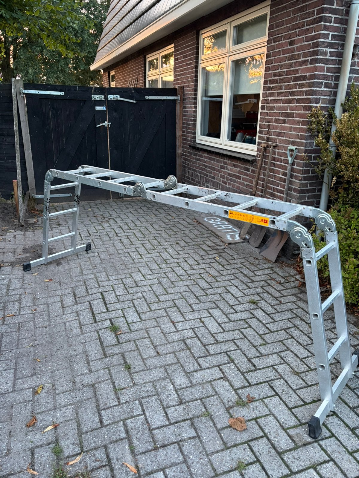 Multifunctionele ladder Steiger 4 meter, Ophalen, Gebruikt, Rolsteiger of Kamersteiger, 5 meter of hoger