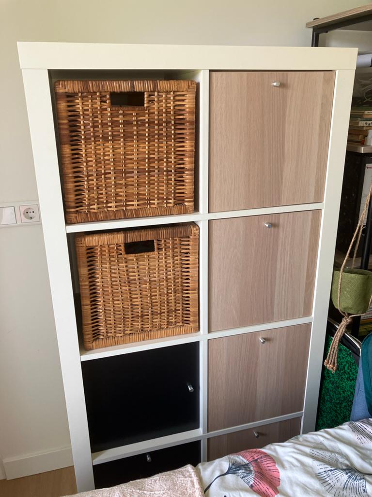 Witte kast met opbergruimte en manden, Ophalen, Gebruikt, 50 tot 100 cm, 150 tot 200 cm