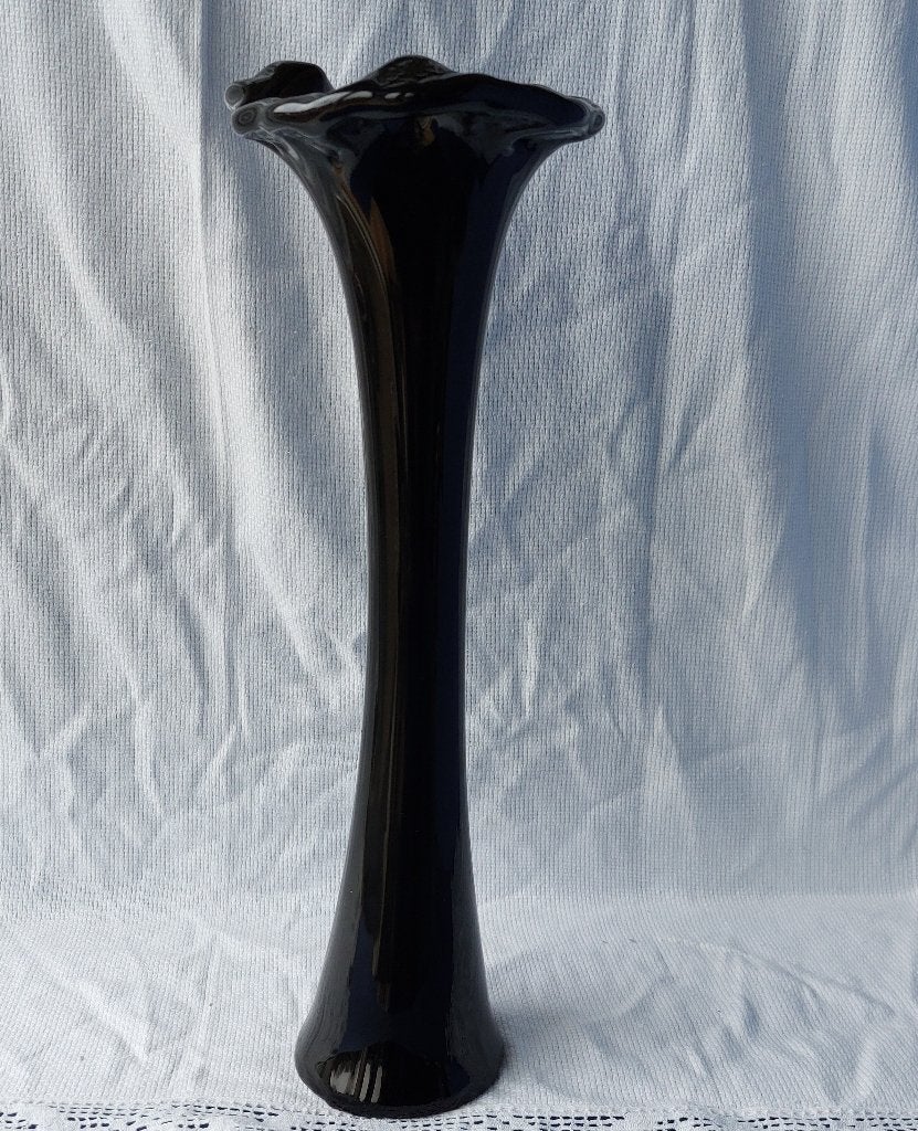 Prachtige vintage VAAS - zwart ondoorzichtig glas -, Antiek en Kunst, Ophalen of Verzenden