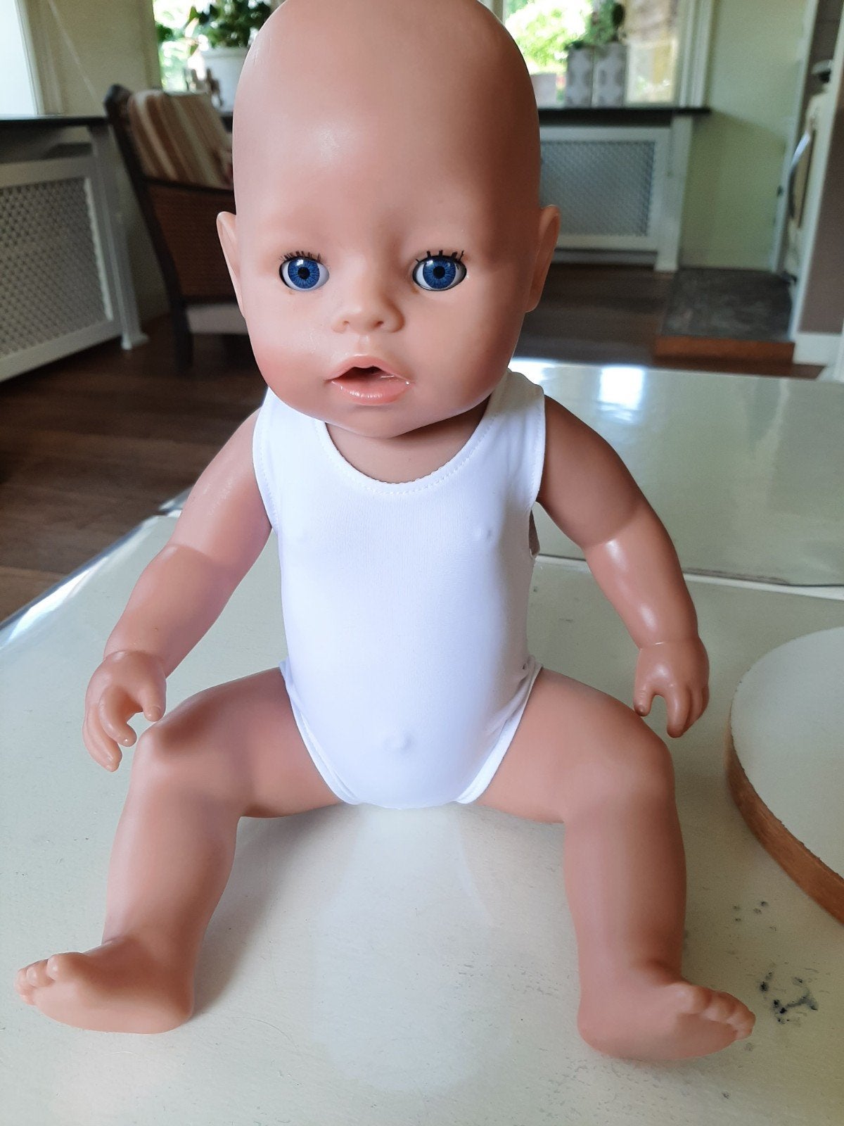 Mooie witte badpak baby born pop 43cm, Kinderen en Baby's, Speelgoed | Poppen, Babypop, Ophalen of Verzenden
