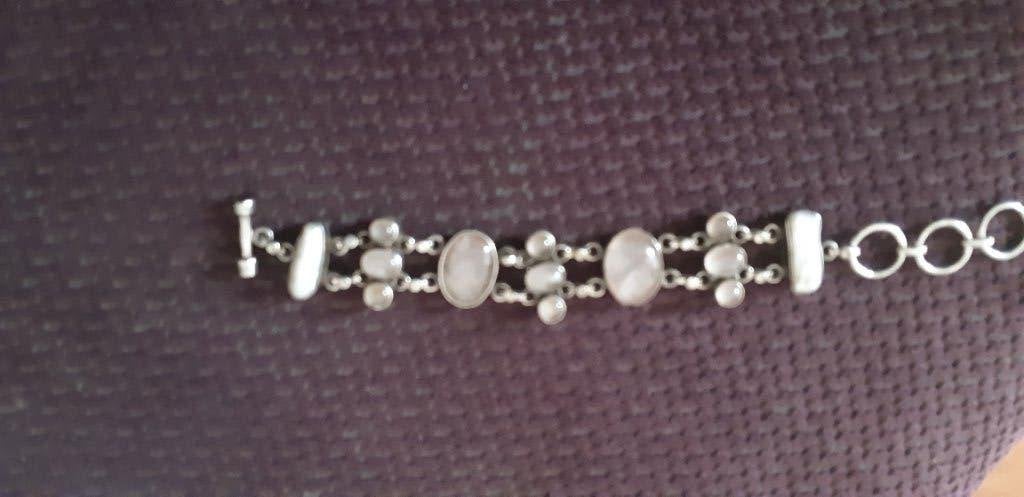 Zilveren Armband met Rozenkwartst/parels, Sieraden, Tassen en Uiterlijk, Armbanden, Ophalen of Verzenden, Zo goed als nieuw, Met edelsteen
