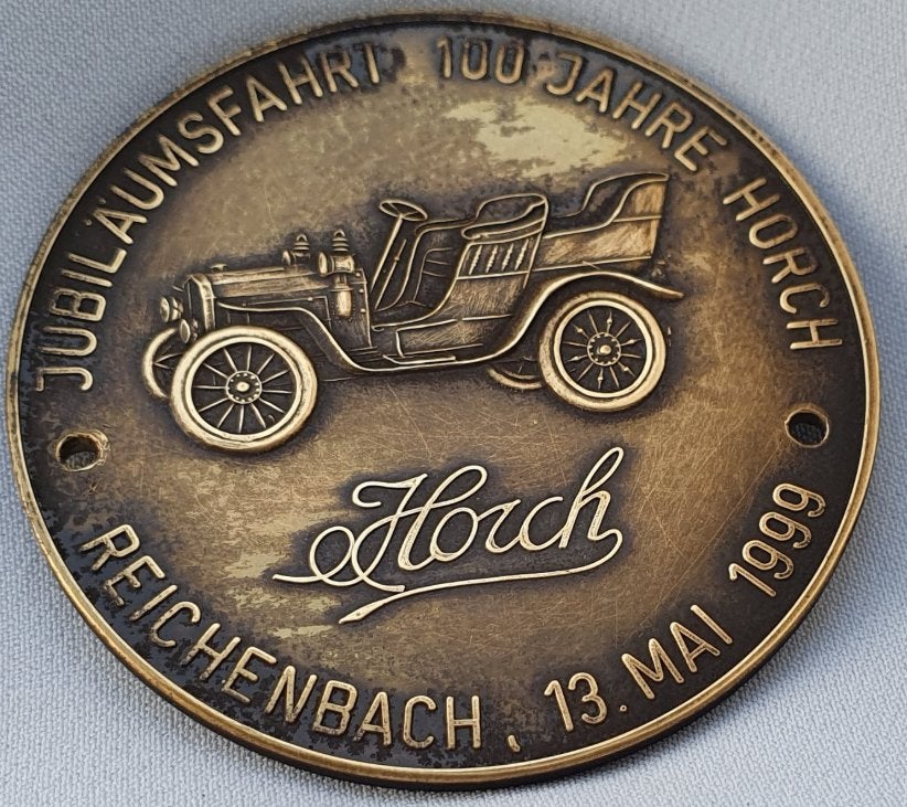 Bronzen grille badge -100 jaar Horch (1899–1999), Verzenden, Zo goed als nieuw, Auto's