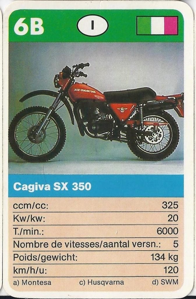 X22 motorkaartje 6b cagiva sx 350, Ophalen of Verzenden, Zo goed als nieuw, Auto's