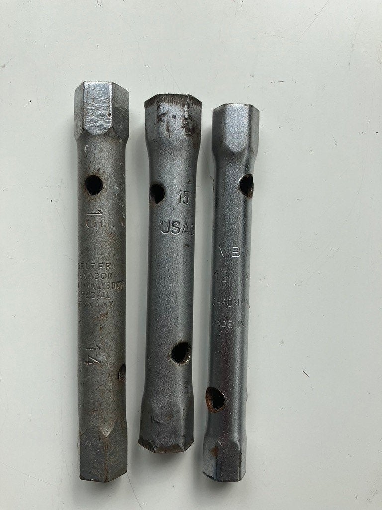 Drie pijpsleutels (Belzer 14x15, USAG 14x15 en VBW 12x13) , Ophalen of Verzenden, Gebruikt