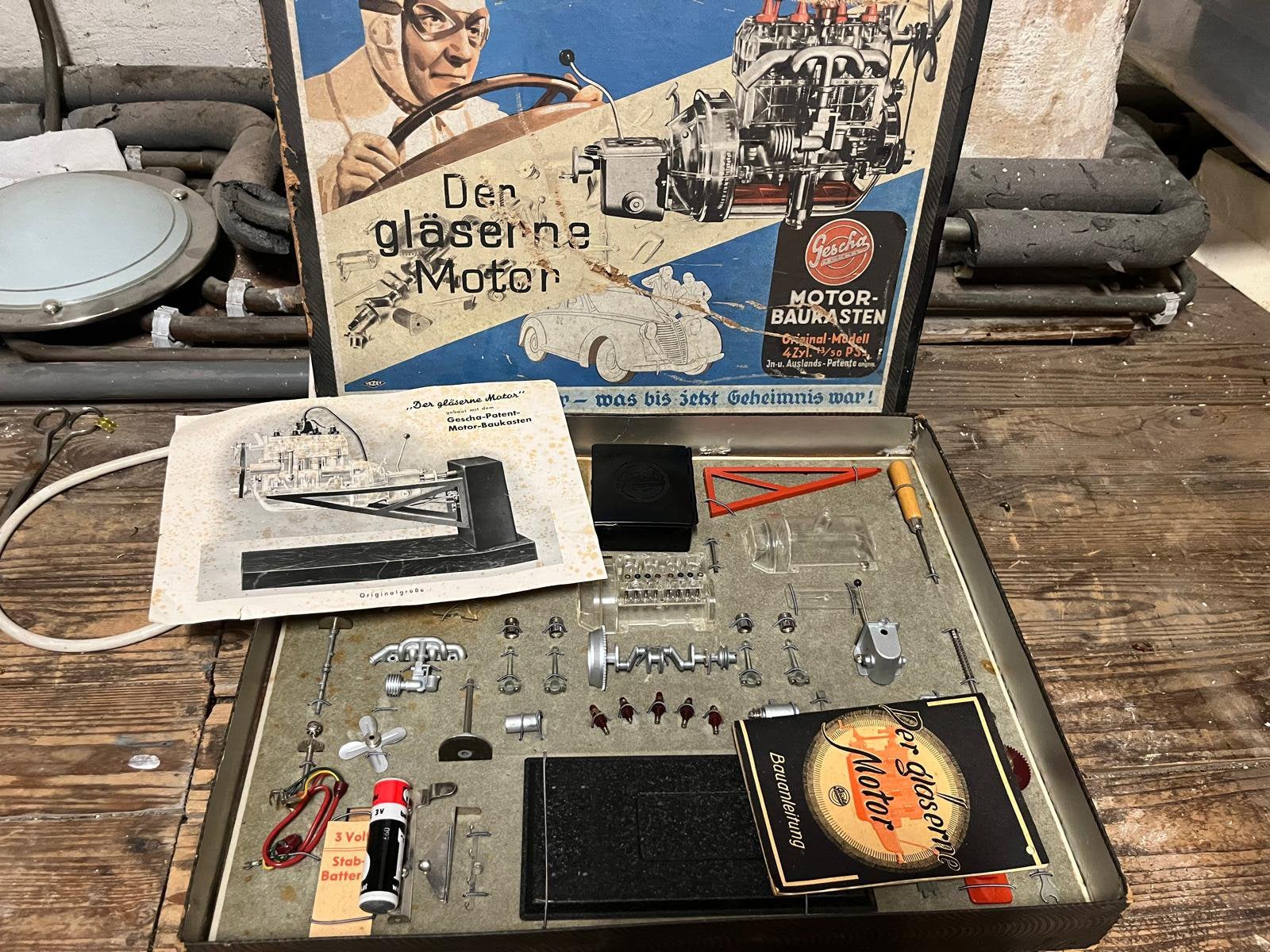 Gescha Bouwdoos – "Der gläserne Motor” Compleet!, Overige merken, Ophalen of Verzenden, Zo goed als nieuw, Groter dan 1:32