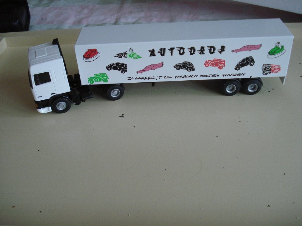 DAF trekker/oplegger Autodrop (Lion Toys), Verzenden, Zo goed als nieuw, Bus of Vrachtwagen, Lion Toys