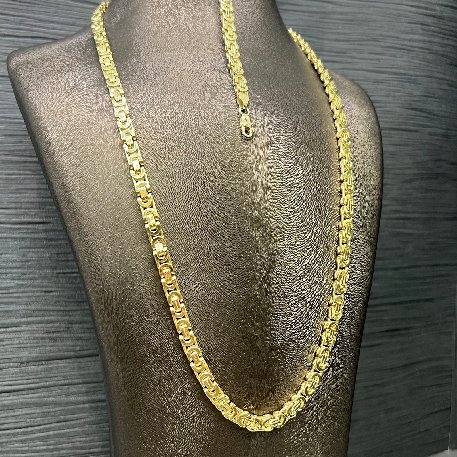 14 karaat gouden ketting met armband set koningsschakel, Ophalen of Verzenden, Nieuw, Goud